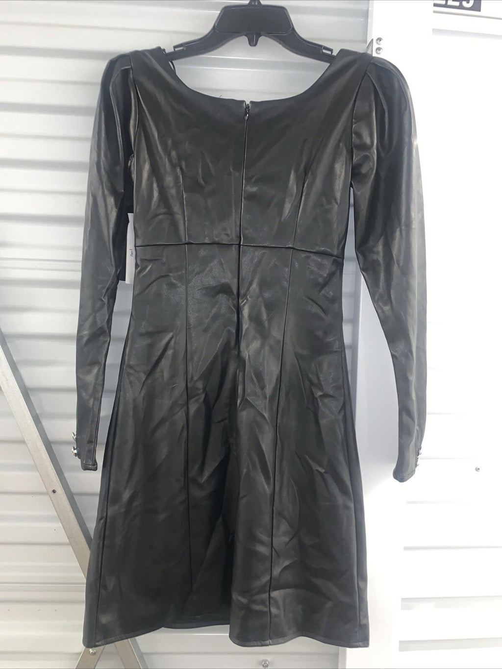 NWT Guess Elena Faux Leather Mini Dress Jet Black XS