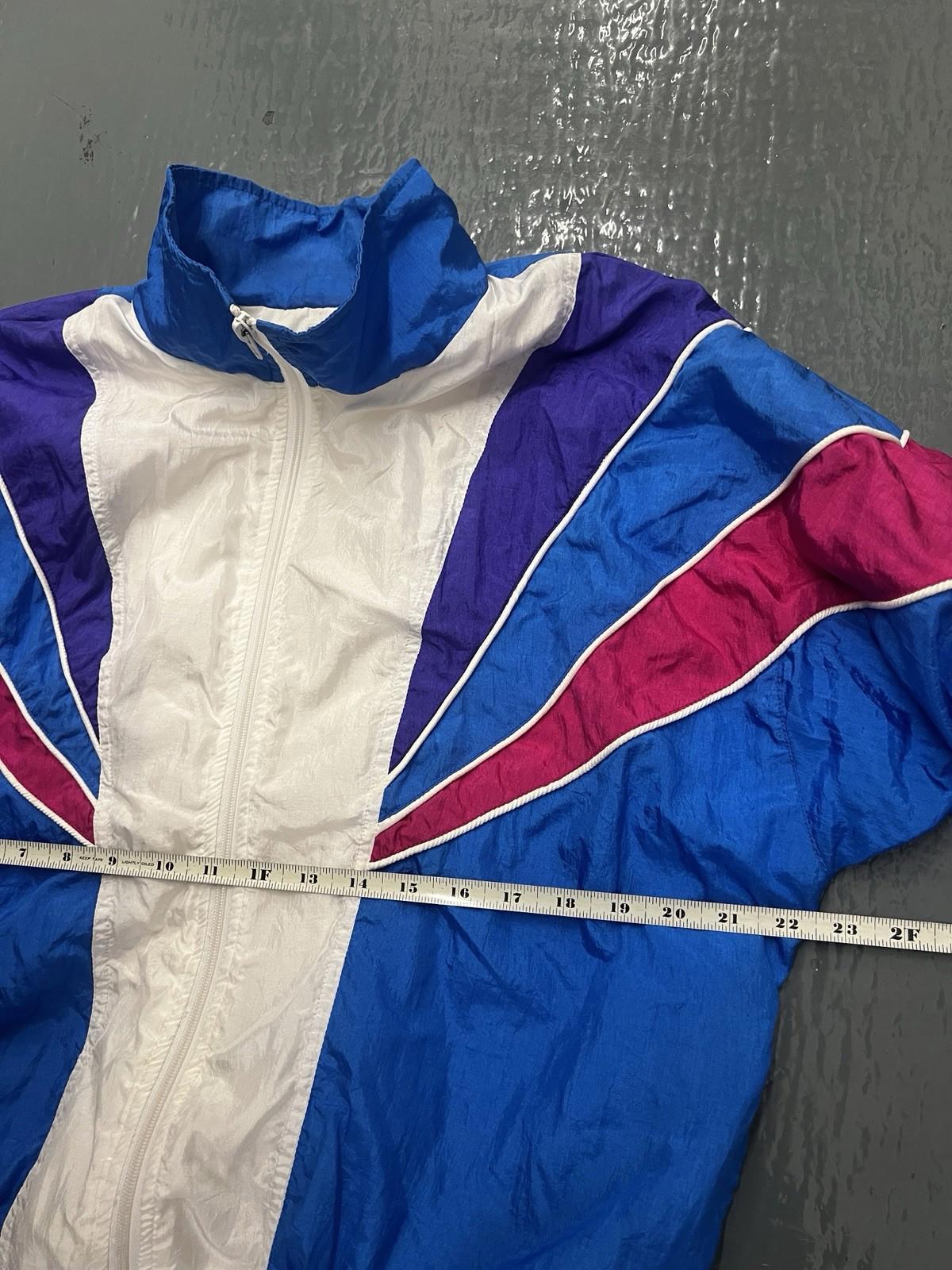 VINTAGE 90s Bocoo Jacket Womens Medium Blue White Colorblock Windbreaker Coat*