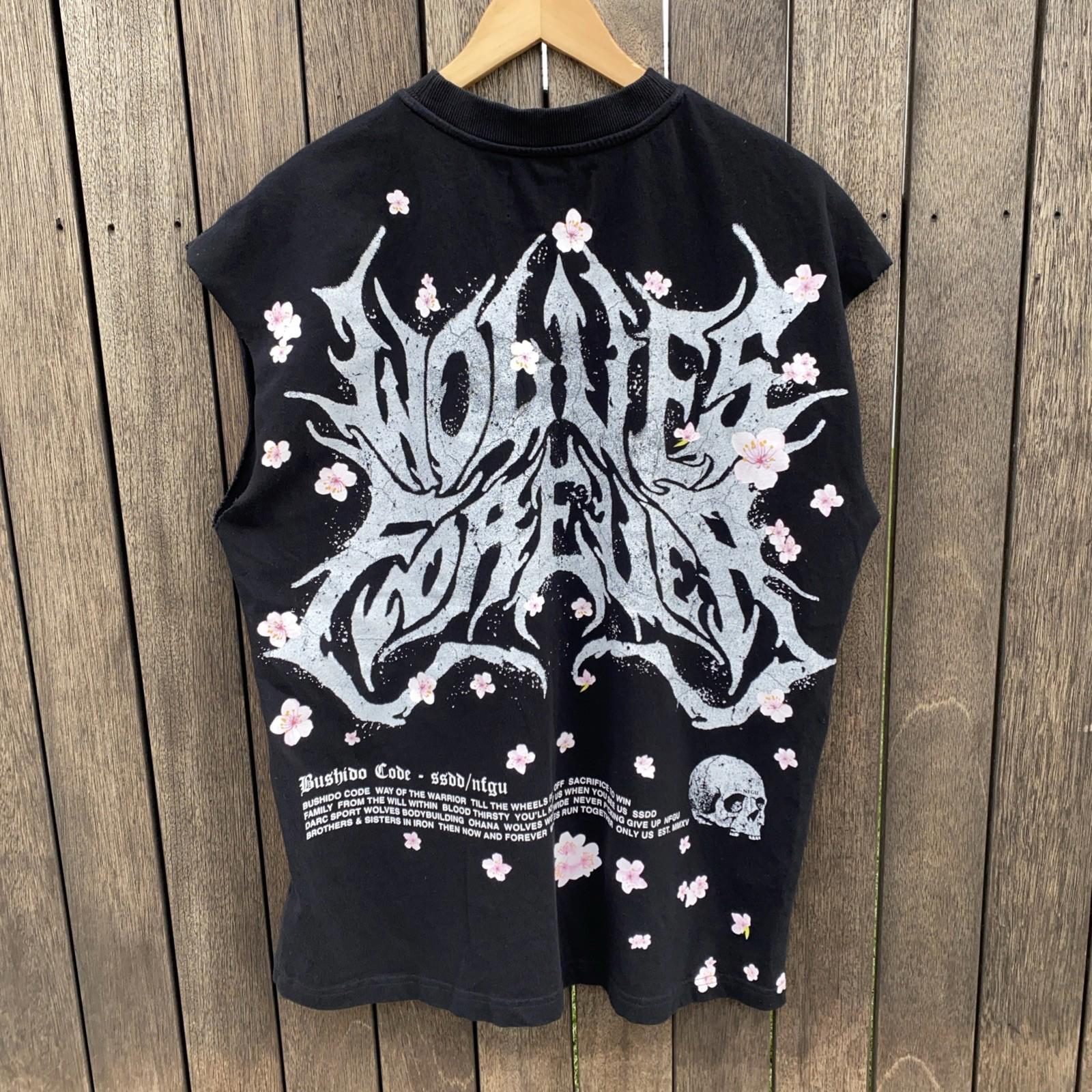 Darc Sport Bushido Blk Metal Cherry Blossom Wolves Forever Muscle Tee M 424/1000