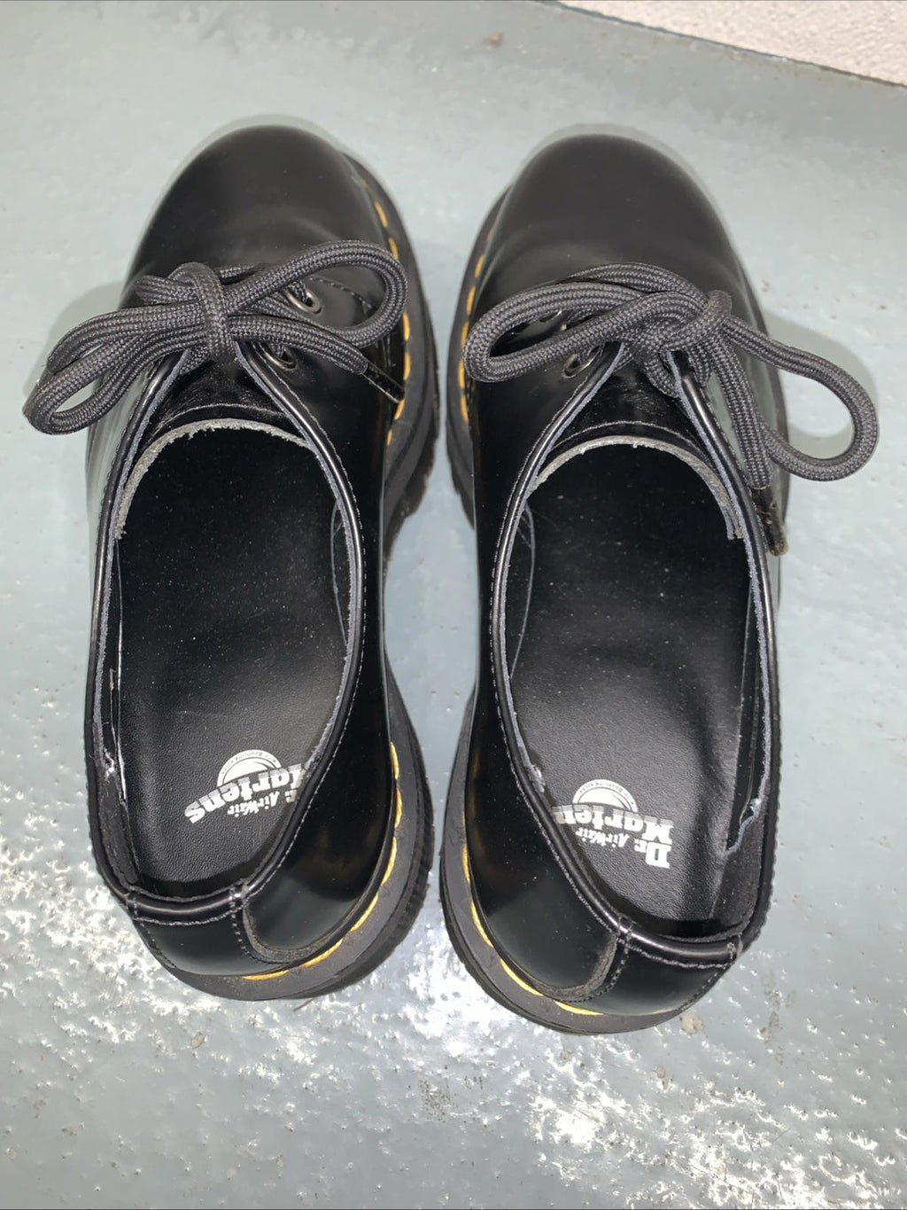 DR. MARTENS 1461 Quad Smooth Black Leather Platform Shoes NWOB US WOMEN 7 MEN 6