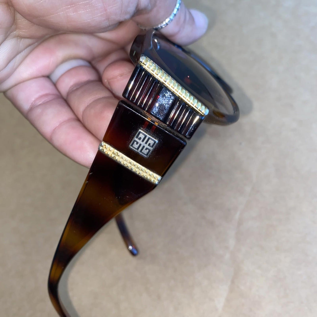 Vintage Givenchy Tortoise Shell Monogram Logo Prescription Sunglasses