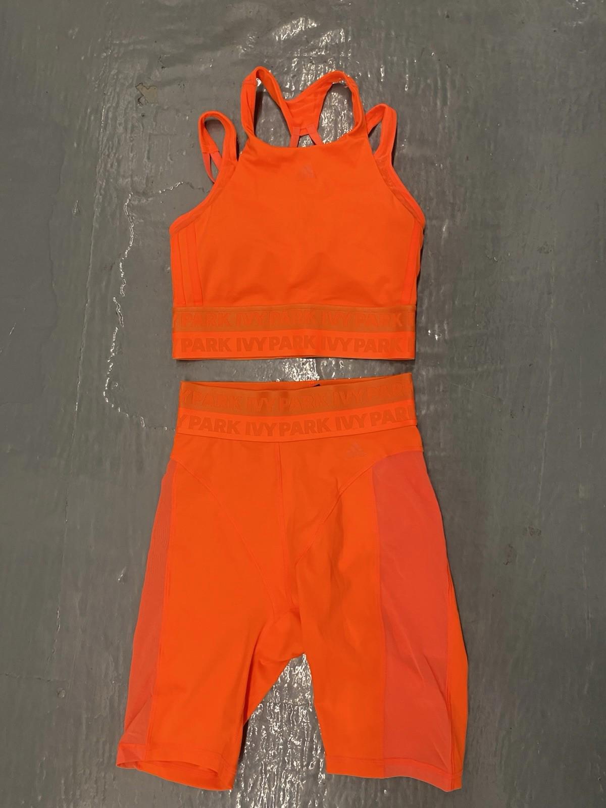 NWOT Adidas x Ivy Park Halter Bra And Shorts SET Solar Orange XS