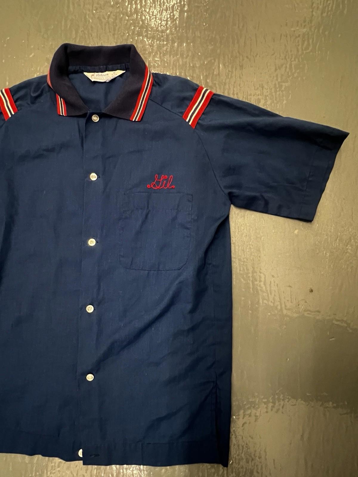 VTG Hilton Bowling Shirt Mens Medium Blue Local 600 Chain Stitch Made USA 70s