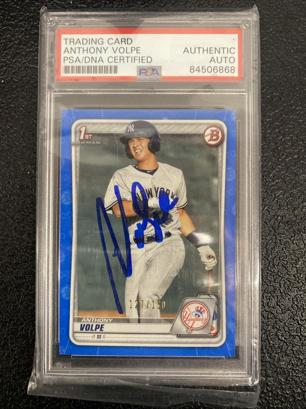 2020 BOWMAN YANKEES #BP-139 ANTHONY VOLPE SIGNED RC ROOKIE PSA/DNA AUTO MLB