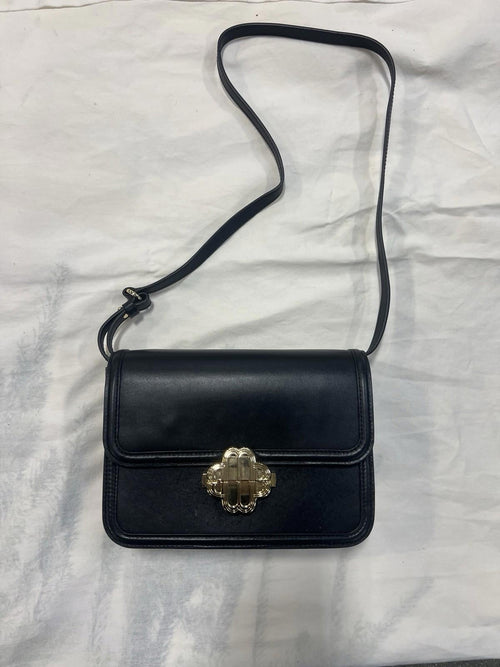 $490. Maje Clover Leather Clutch Crossbody Bag Black Gold