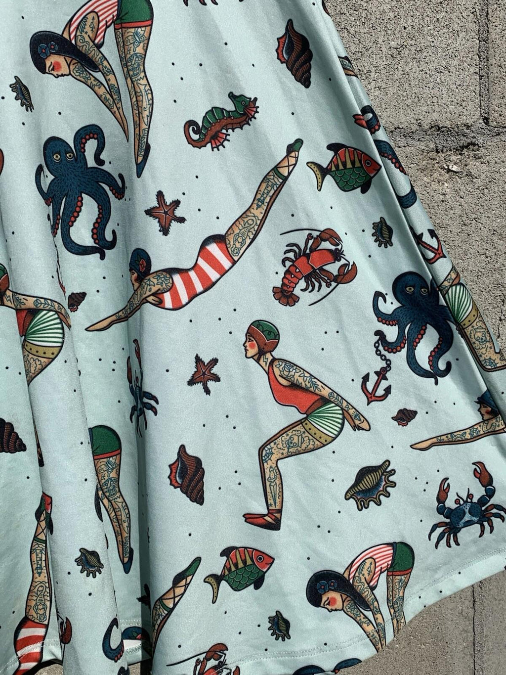 Sourpuss Tattooed Divers Skater Dress Size Small