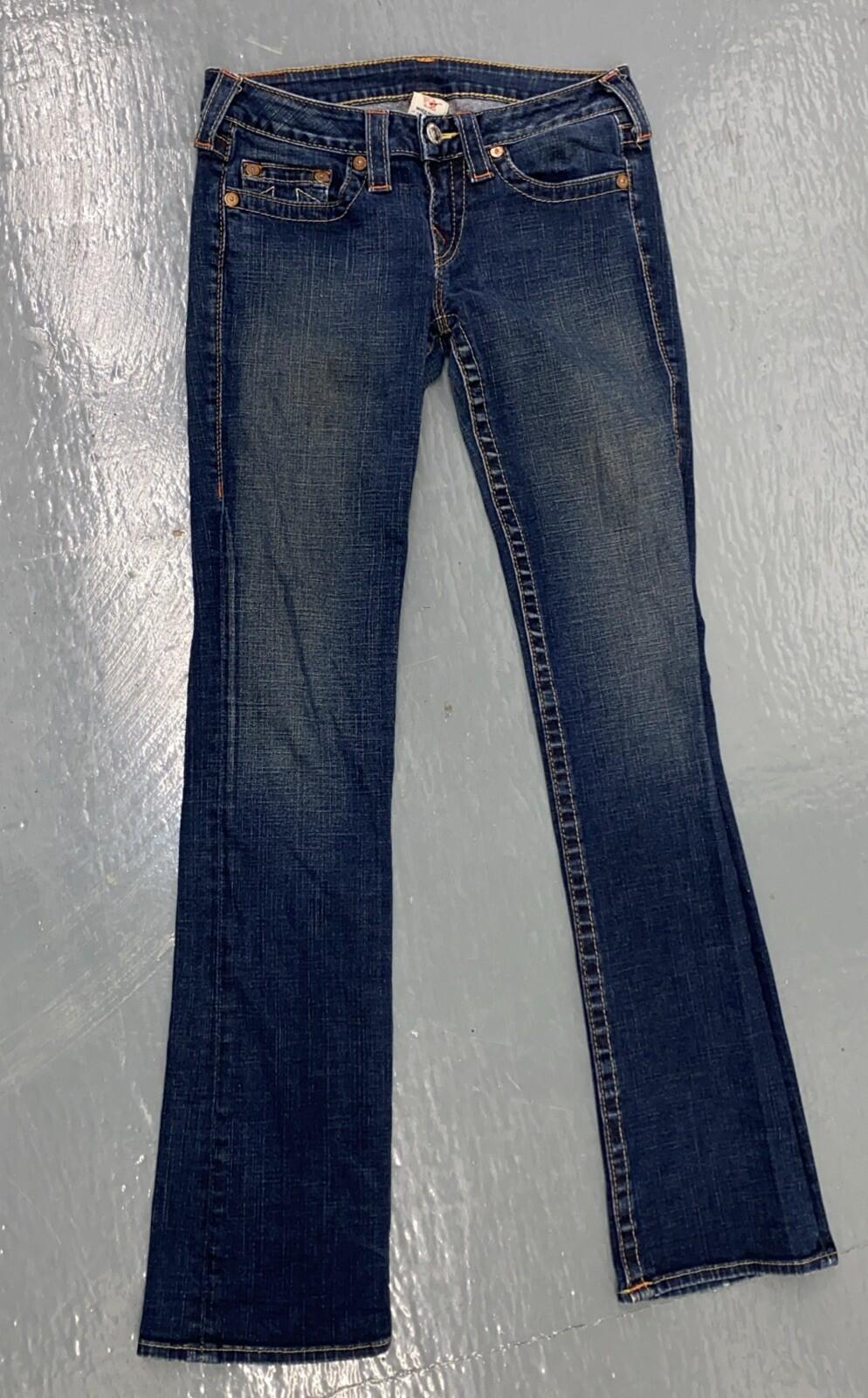 Vintage True Religion Johnny Wide Leg Dark Blue Denim U Pocket Jeans Y2K 29