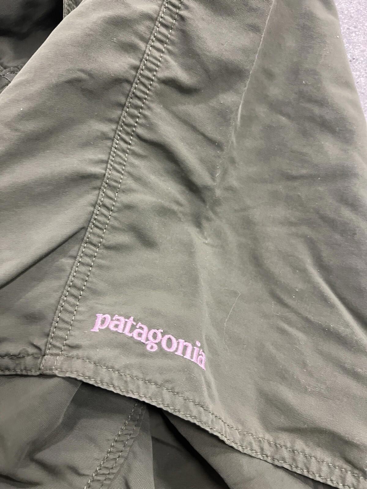 Patagonia Men Green Nylon Purple Tie Front Board Swim Trunks Shorts 38
