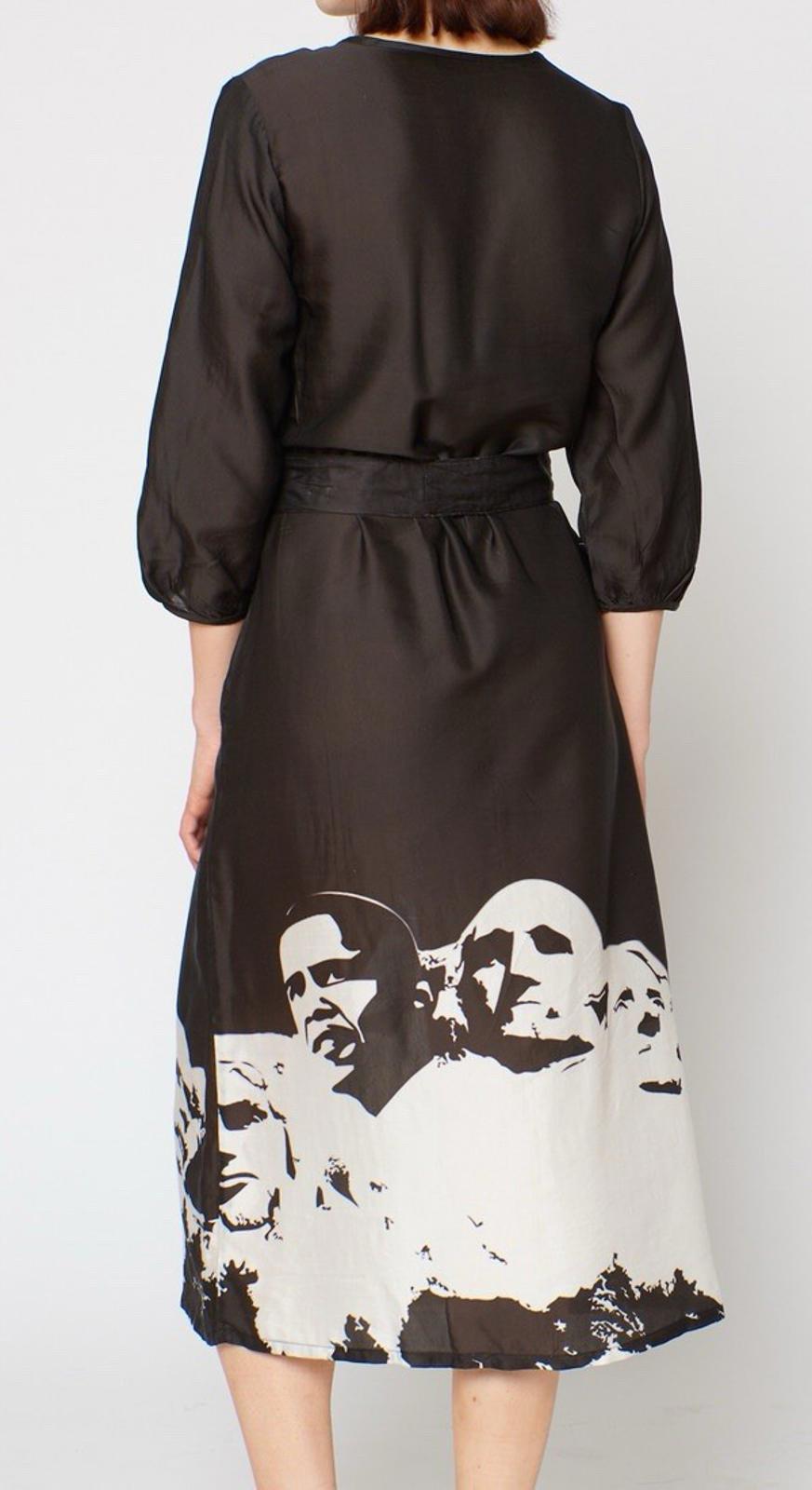 Built By Wendy Obama Mount Rushmore (Revised) Midi Tea Dress 3/4 Puff Sleeves M