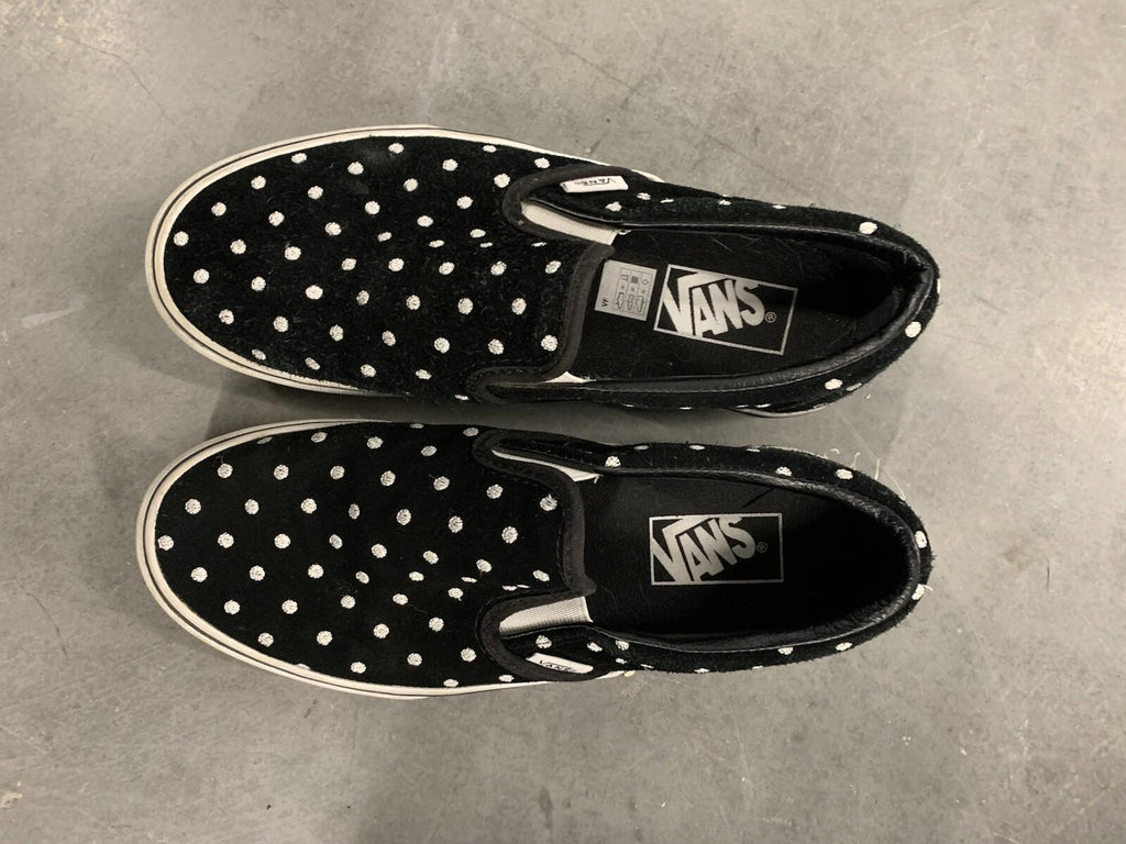 Size 7.5 - VANS Tazie Suede Black polka Dots W