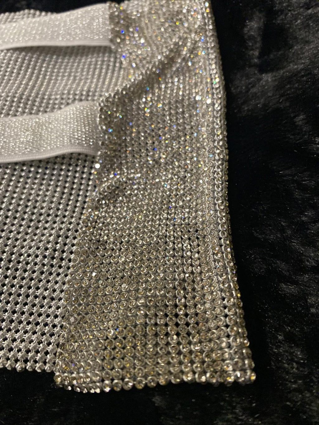 Meshki Diamante Rhinestone Sparkle Bandeau Top Silver Open Back Size L/XL