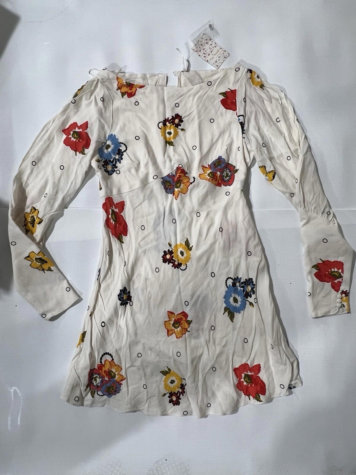 Free People Ivory Combo Floral  Dress Size 4  New