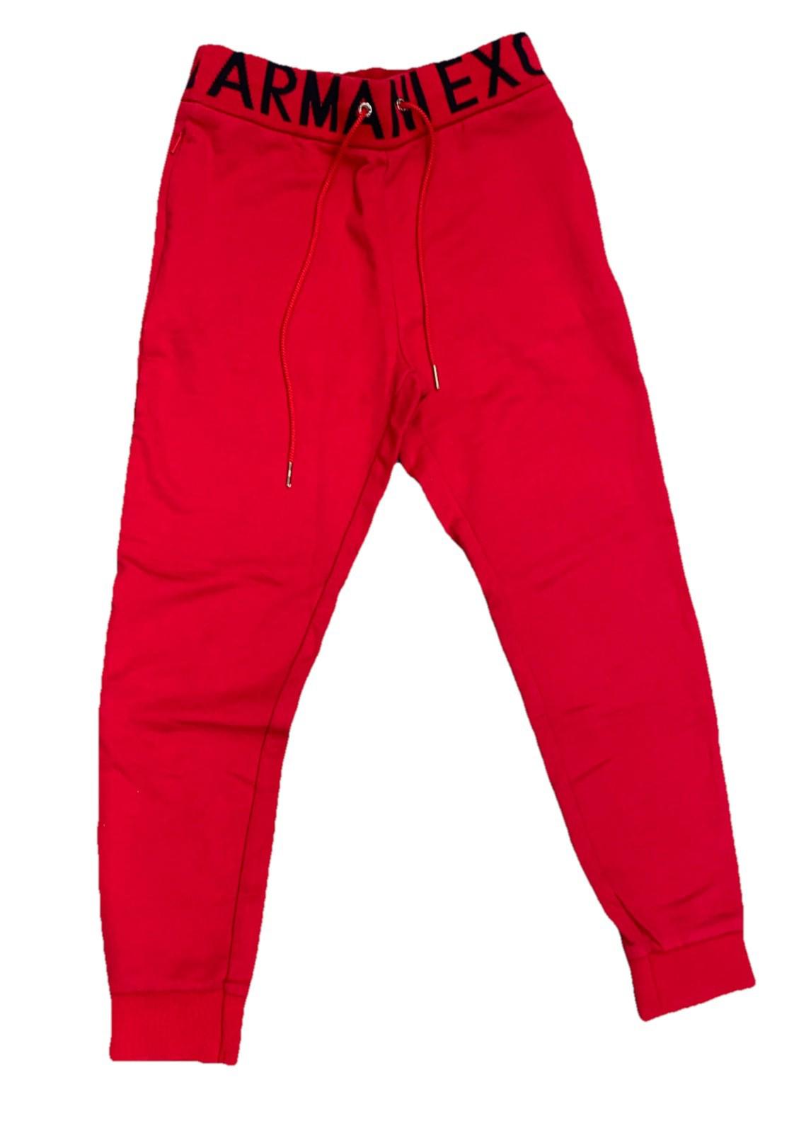 NWOT Armani Exchange Signature Wide Waistband Wraparound Logo Red Joggers Wo S