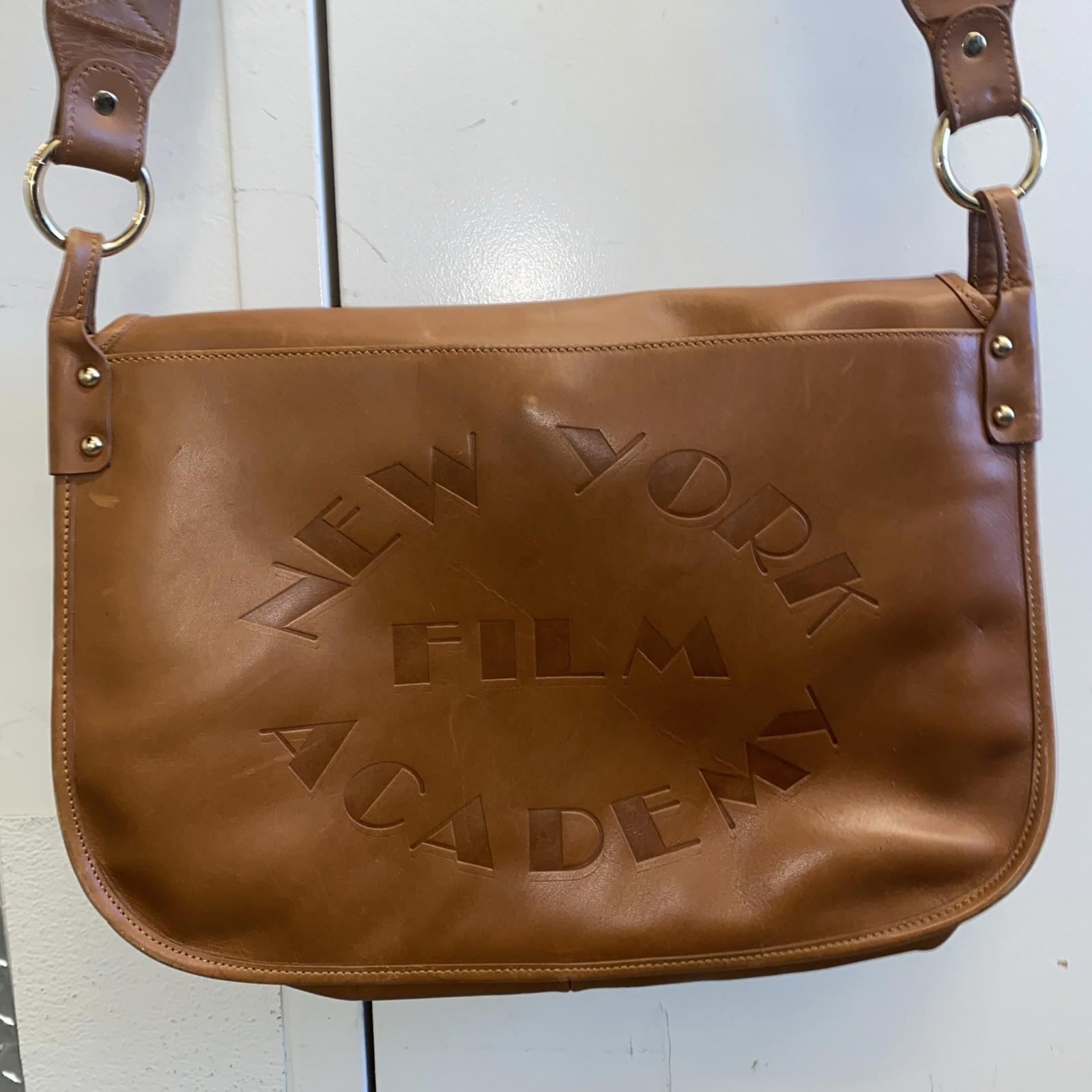 Vintage New York Film Academy Genuine Leather Book Bag Laptop Multi Pockets