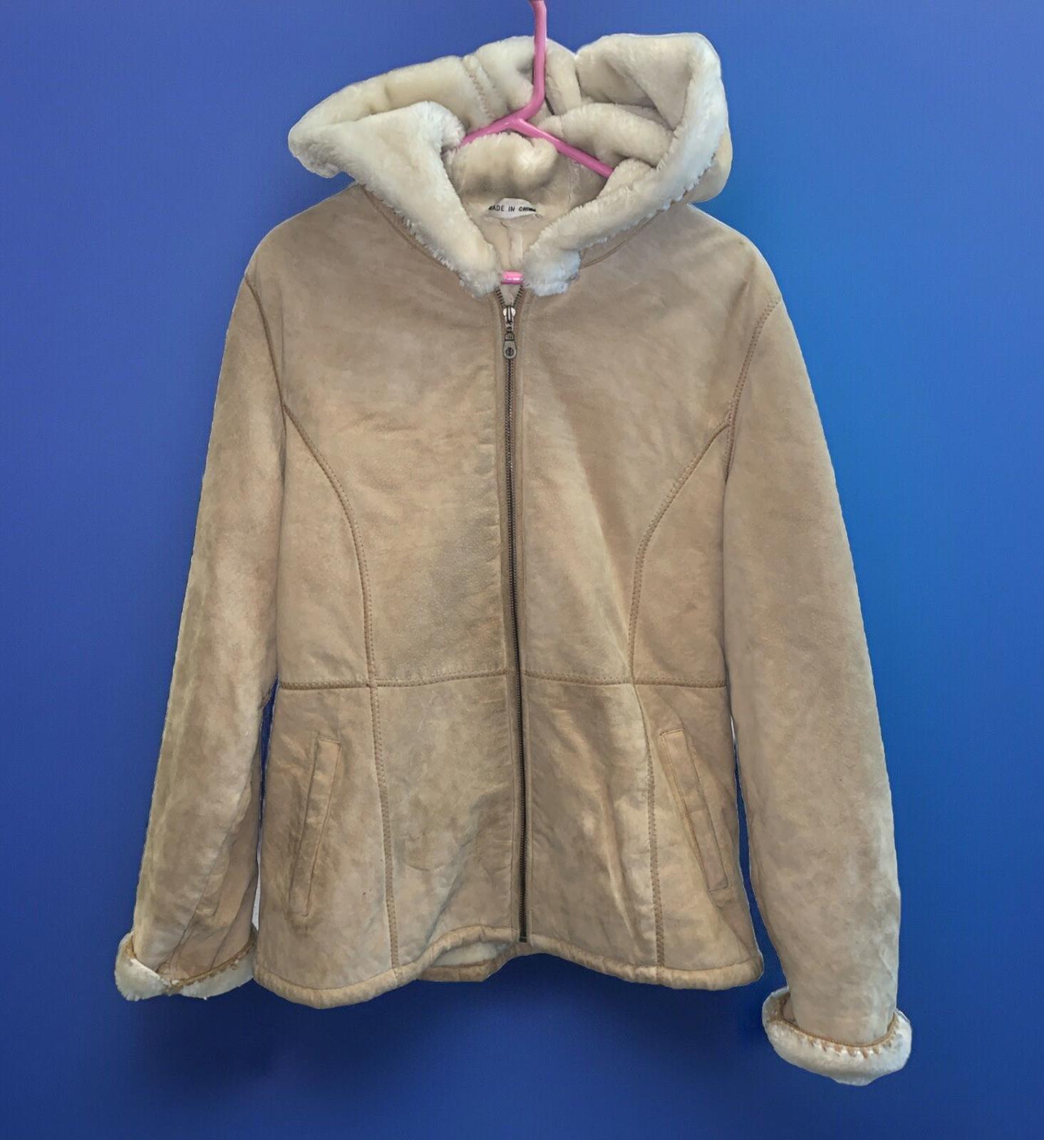 Vintage Marvin Richards Suede Leather Hooded Faux Fur Zip Up Jacket