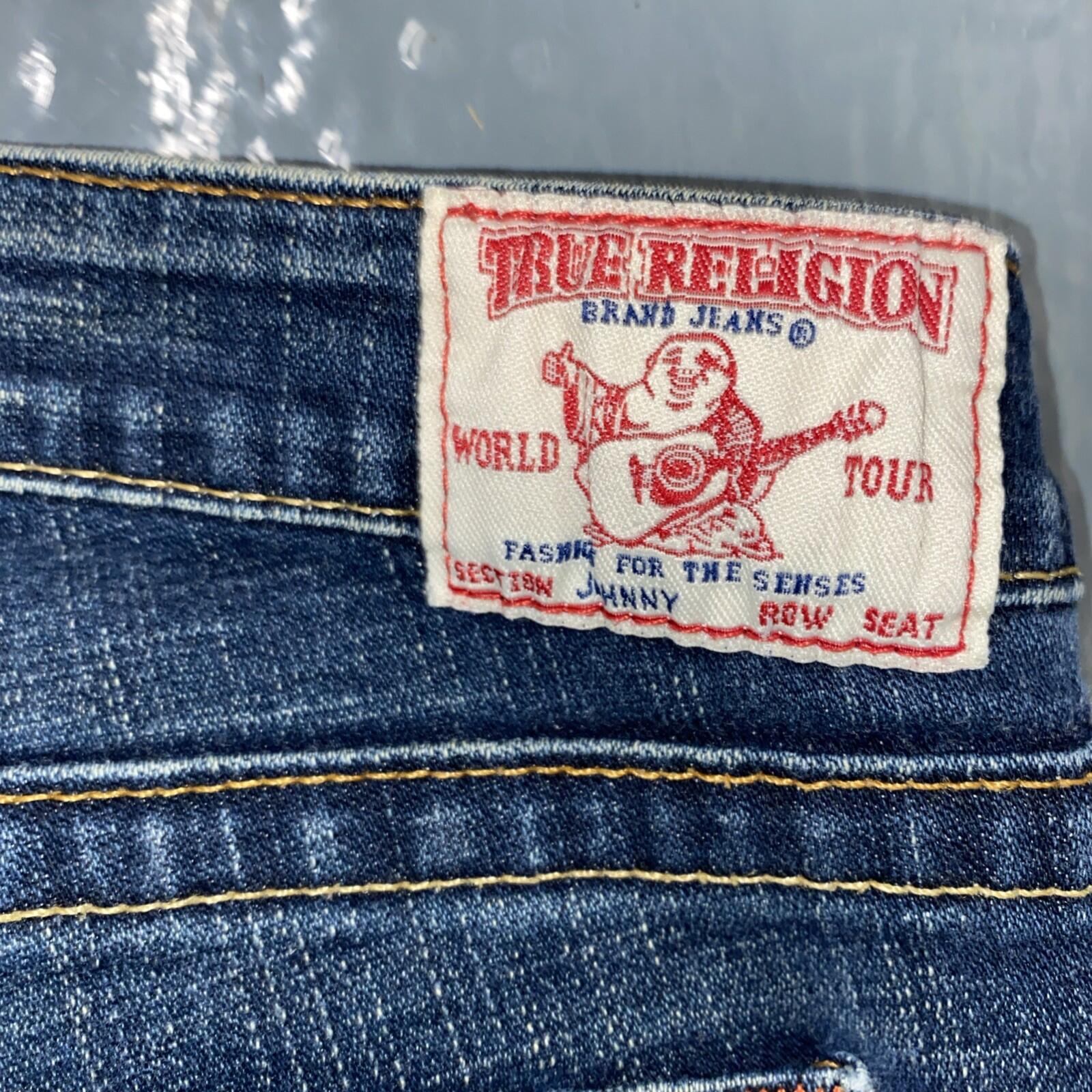 Vintage True Religion Johnny Wide Leg Dark Blue Denim U Pocket Jeans Y2K 29
