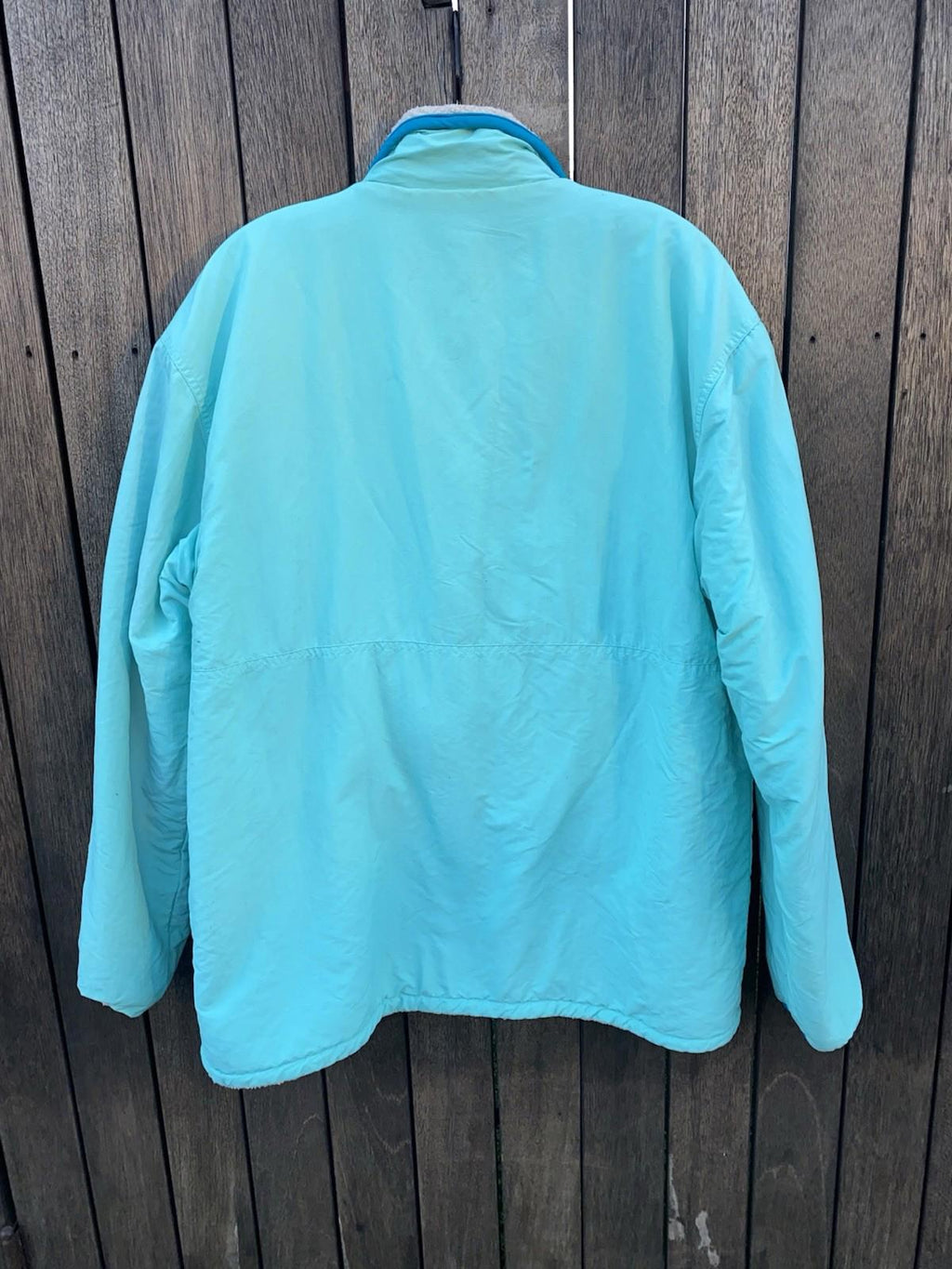 Chubbies Reversible 90’s Style Colorblock 1/2 Zip Sherpa Jacket Teal Beige XL
