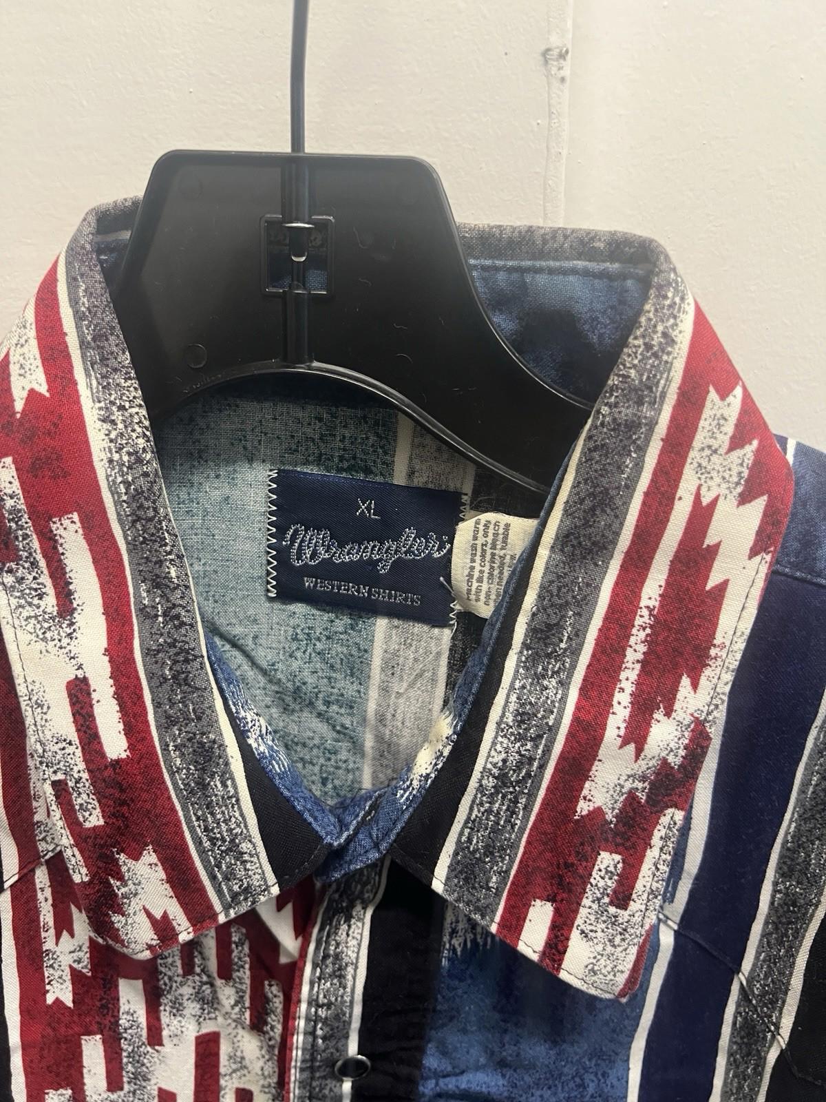 Rare Vintage Wrangler Western “Aztec” Print Shirt Xl Short Sleeve