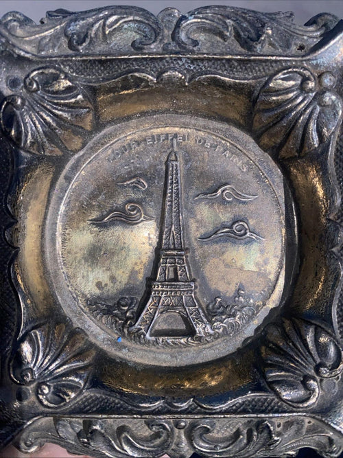 Antique Art Nouveau Paris France Eiffel Tower Metal Ash Tray