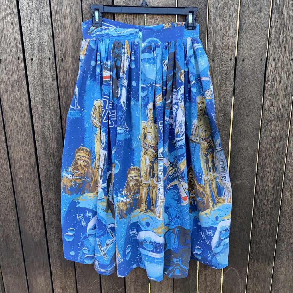 VTG 1977 STAR WARS Fabric Sugar Stitch Clothing Upcycled Pleated Skirt Pockets S