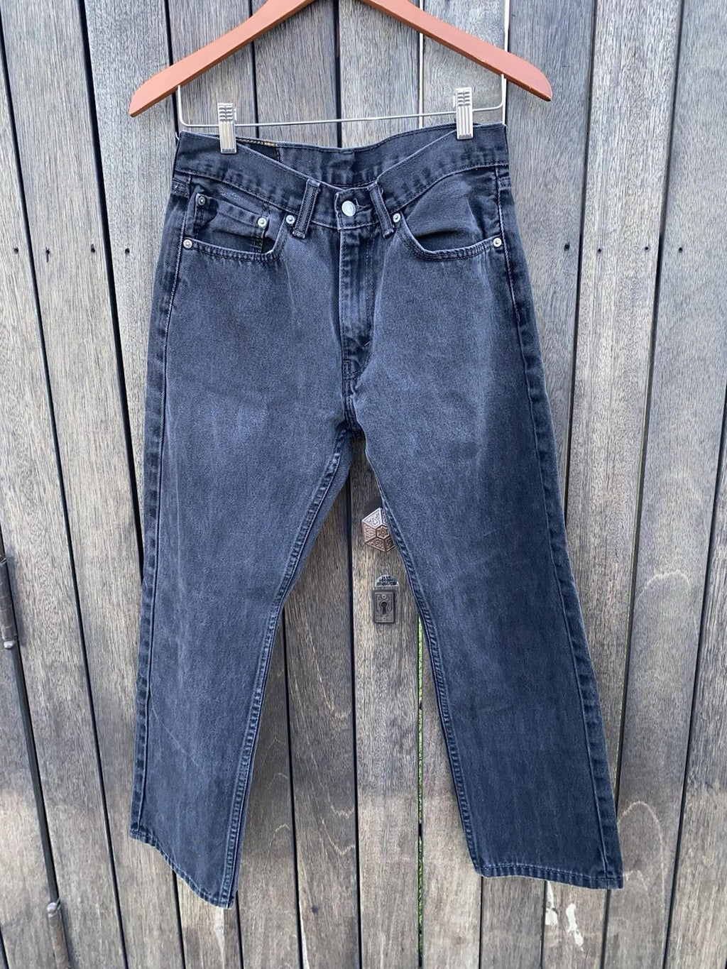 Levi’s 505 Regular Fit Straight Leg Black Charcoal Wash Jeans W32 L30