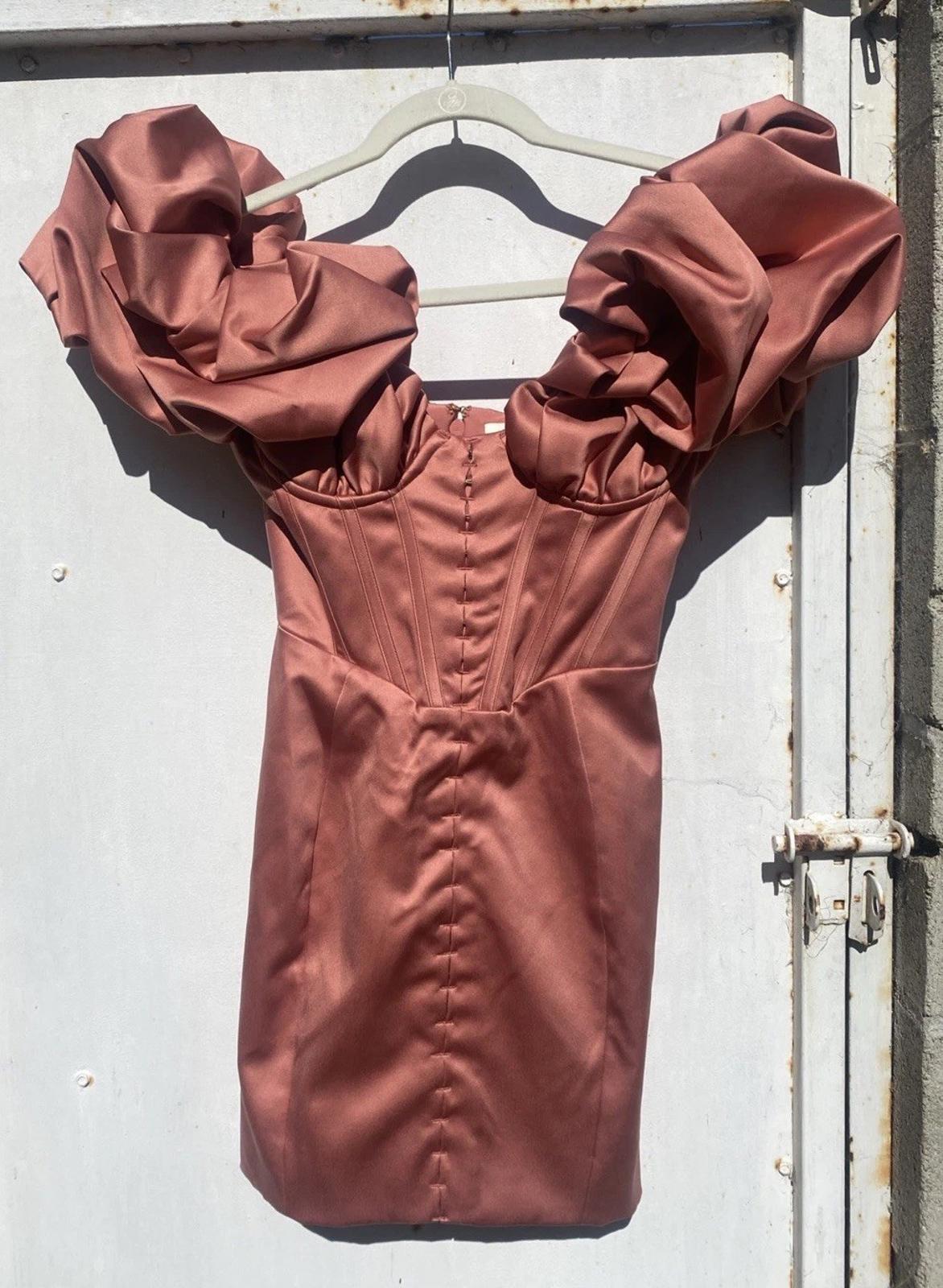 NWOT House Of CB London Annabelle Corset Cocktail Dress Mini Pink Rose Color XS