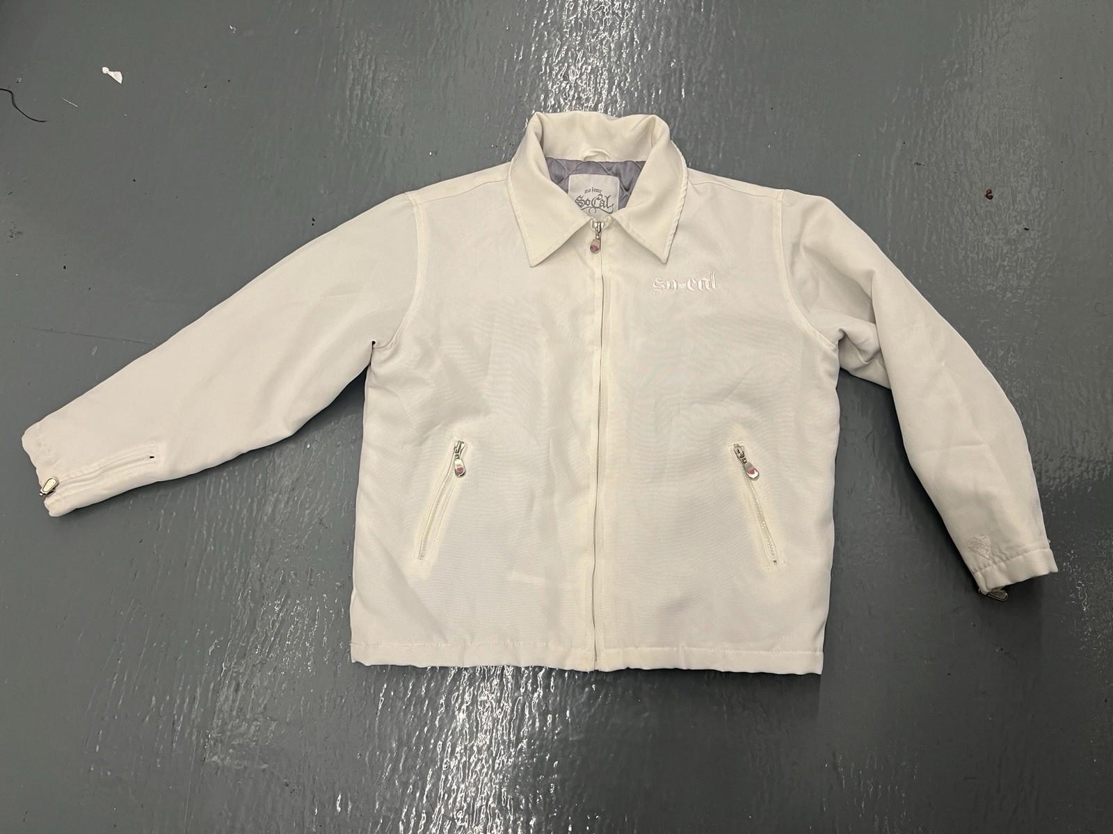 Y2K Vintage No Fear SoCal Double White Hearts Women’s Motorcycle Jacket Size M