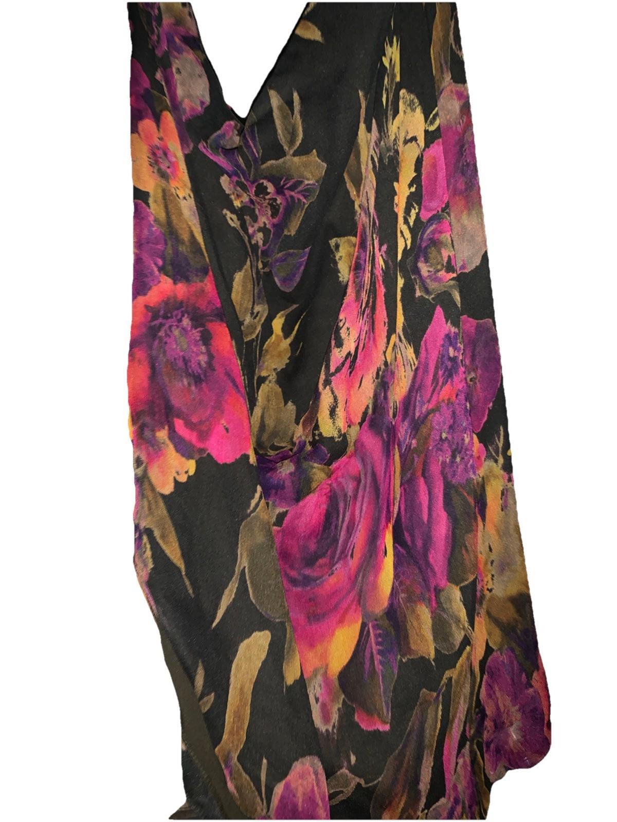 Haute Hippie Psychedelic Floral Sheer Lined Blouse With Gorgeous Back