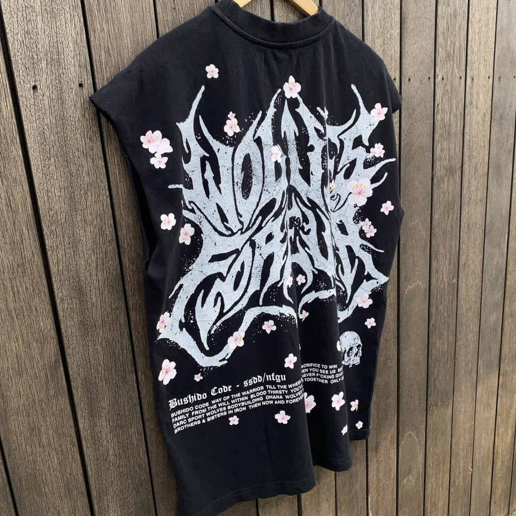 Darc Sport Bushido Blk Metal Cherry Blossom Wolves Forever Muscle Tee M 424/1000
